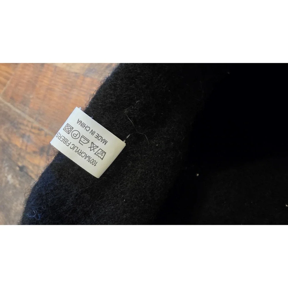 NWT Black Beret Hat Classic Pearl French Faux Wool Artist European